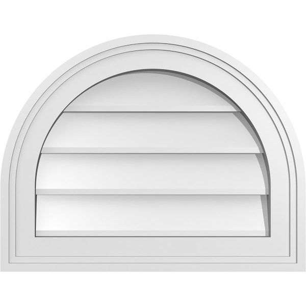 Ekena Millwork Round Top Surface Mount PVC Gable Vent w/ 2"W x 1-1/2"P Brickmould Frame, 18"W x 14"H GVPRT18X1402SN - main